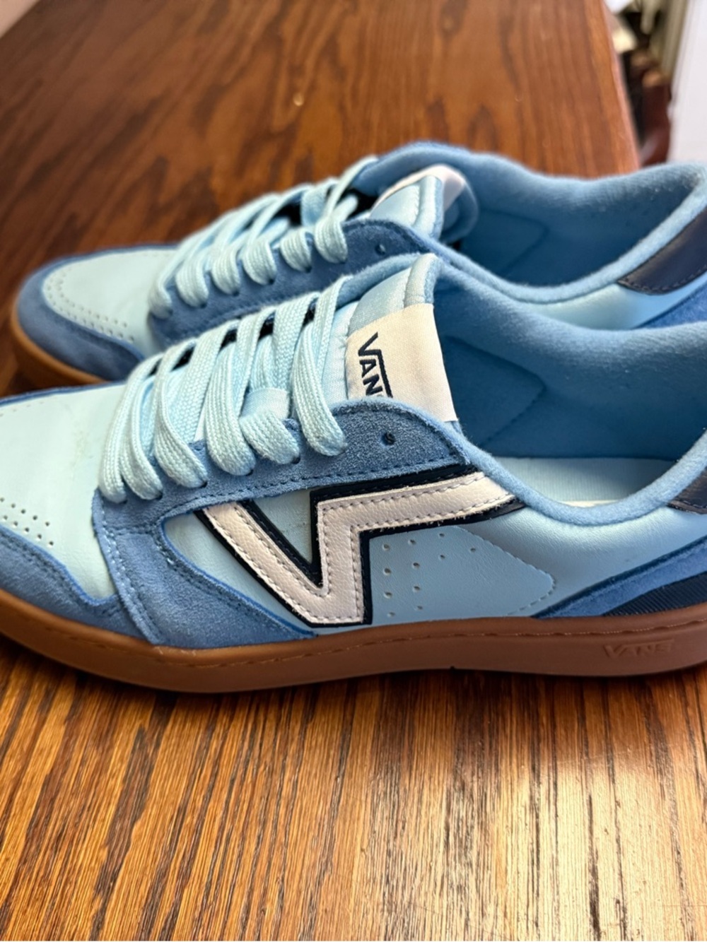 Vans Light Blue Suede & Leather Low-Top Sneakers